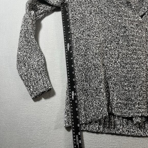 Eddie Bauer Sweater Womens Medium Gray Cotton Full Zip Cardigan Cowl Neck - Picture 7 of 12